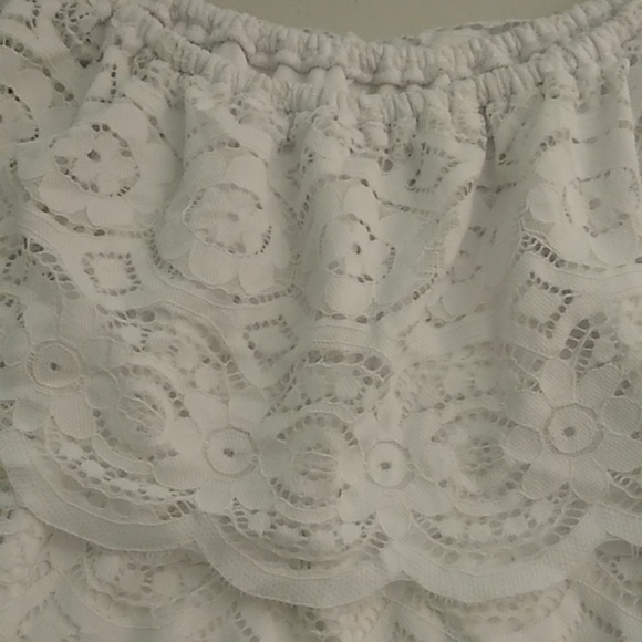 RN STUDIO LACE, ON OR OFF SHOULDER, SCALLOP HEM & RUFFLE TOP DRESS - Picture 3 of 11